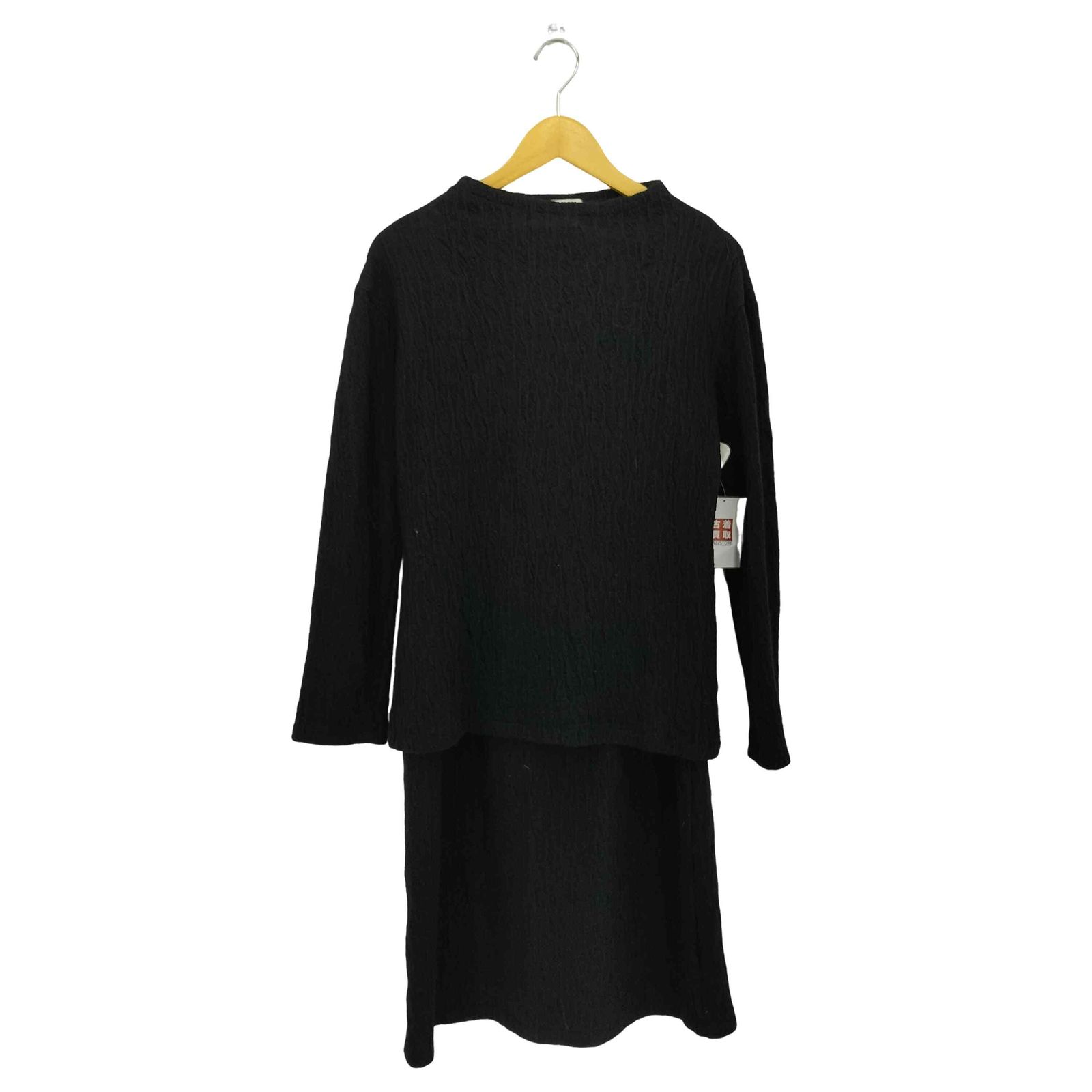 プランテーション Plantation シワ加工デザイン ウール クルーネック ニット スカート セットアップ レディース M