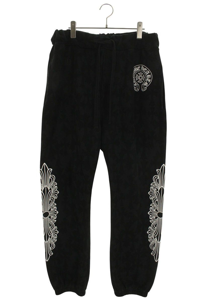 クロムハーツ SWEAT PANTS セメタリークロス総柄プリントスウェットロングパンツ メンズ L