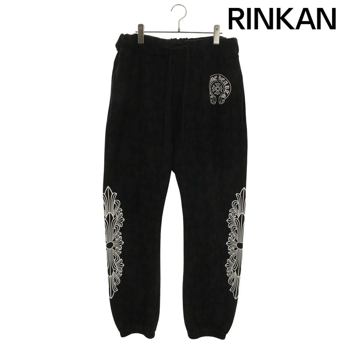 クロムハーツ SWEAT PANTS セメタリークロス総柄プリントスウェットロングパンツ メンズ L