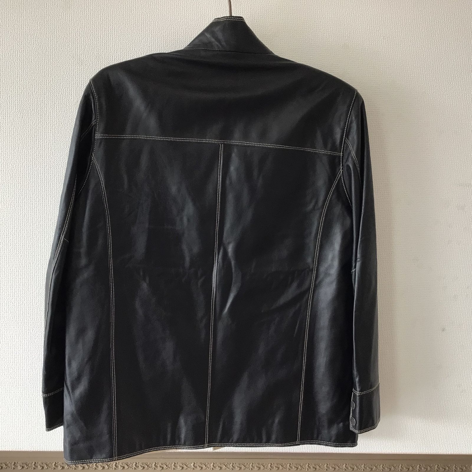 11152 BALMAIN バルマン 羊革 ラムレザー スタンド シングル レザージャケット 6711 ブラック Mサイズ