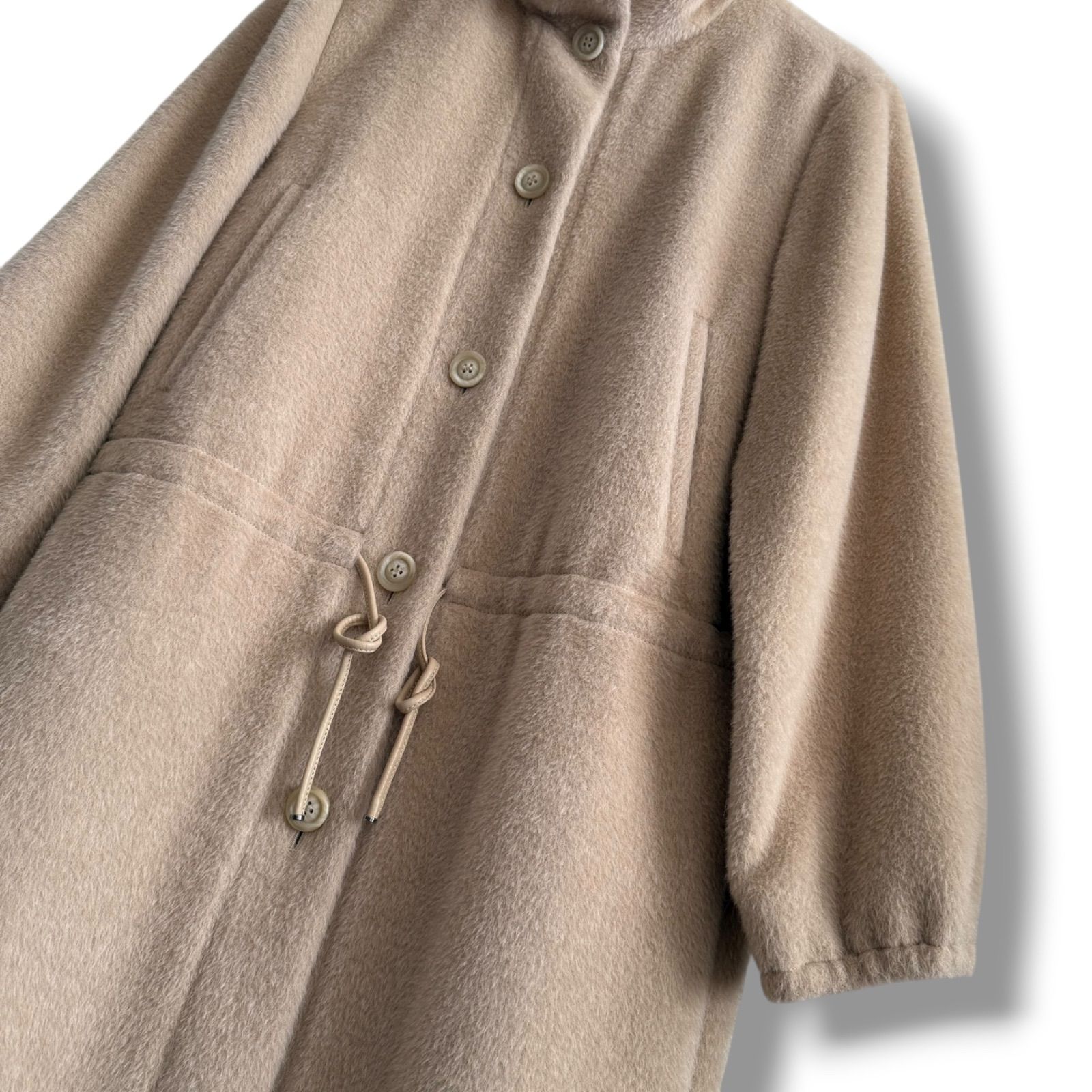 NC218さ@ MaxMara 白タグ 美品 アルパカ ロングコート 36/S 極美品 白タグ MaxMara ふんわり贅沢アルパカシャギーコート テディ