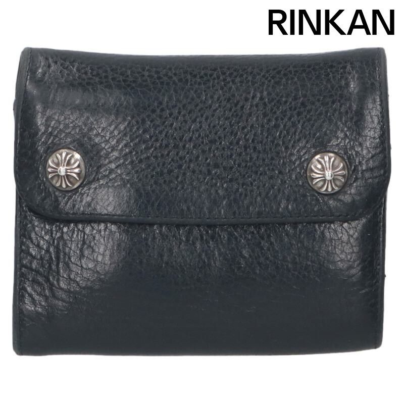 クロムハーツ WAVE MINI ウェーブミニ クロスボールボタンレザーウォレット財布 メンズ