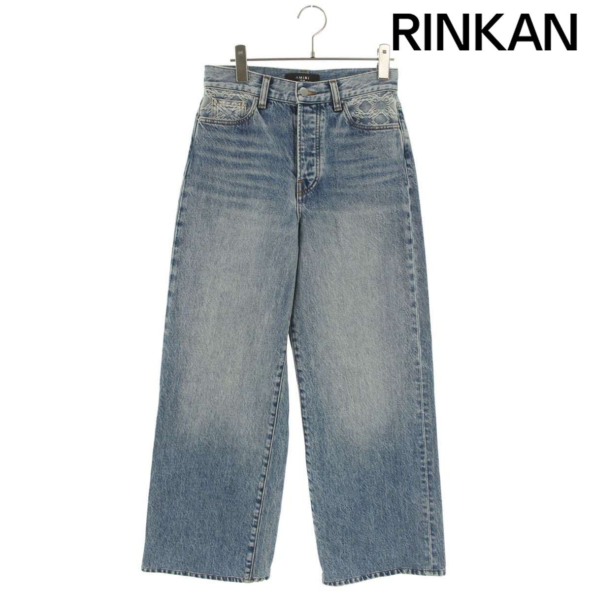 アミリ バック刺繍ワイドデニムパンツ レディース 25インチ