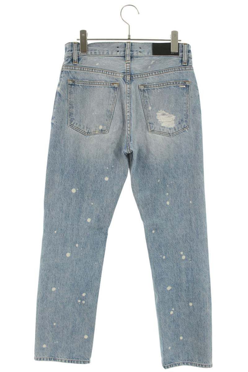 ダメージペイント加工デニムパンツ レディース