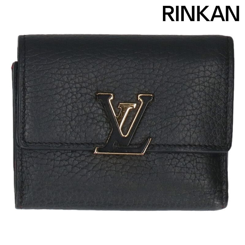 ルイヴィトン M68587 ポルトフォイユ カプシーヌXS LVロゴレザーコンパクト3つ折り財布 レディース XS