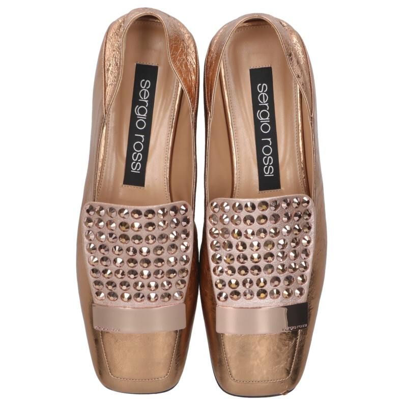 セルジオロッシ SR 1 ワインストーン装飾ローファーパンプス レディース 38 ハイヒール パンプス パンプス