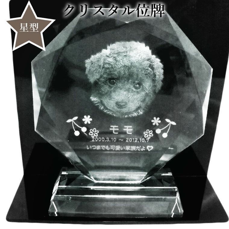 ペット位牌 位牌 クリスタル位牌 星型 遺影 モダン位牌 ペット仏具 モダン仏具 手元供養 犬 猫 ペット供養