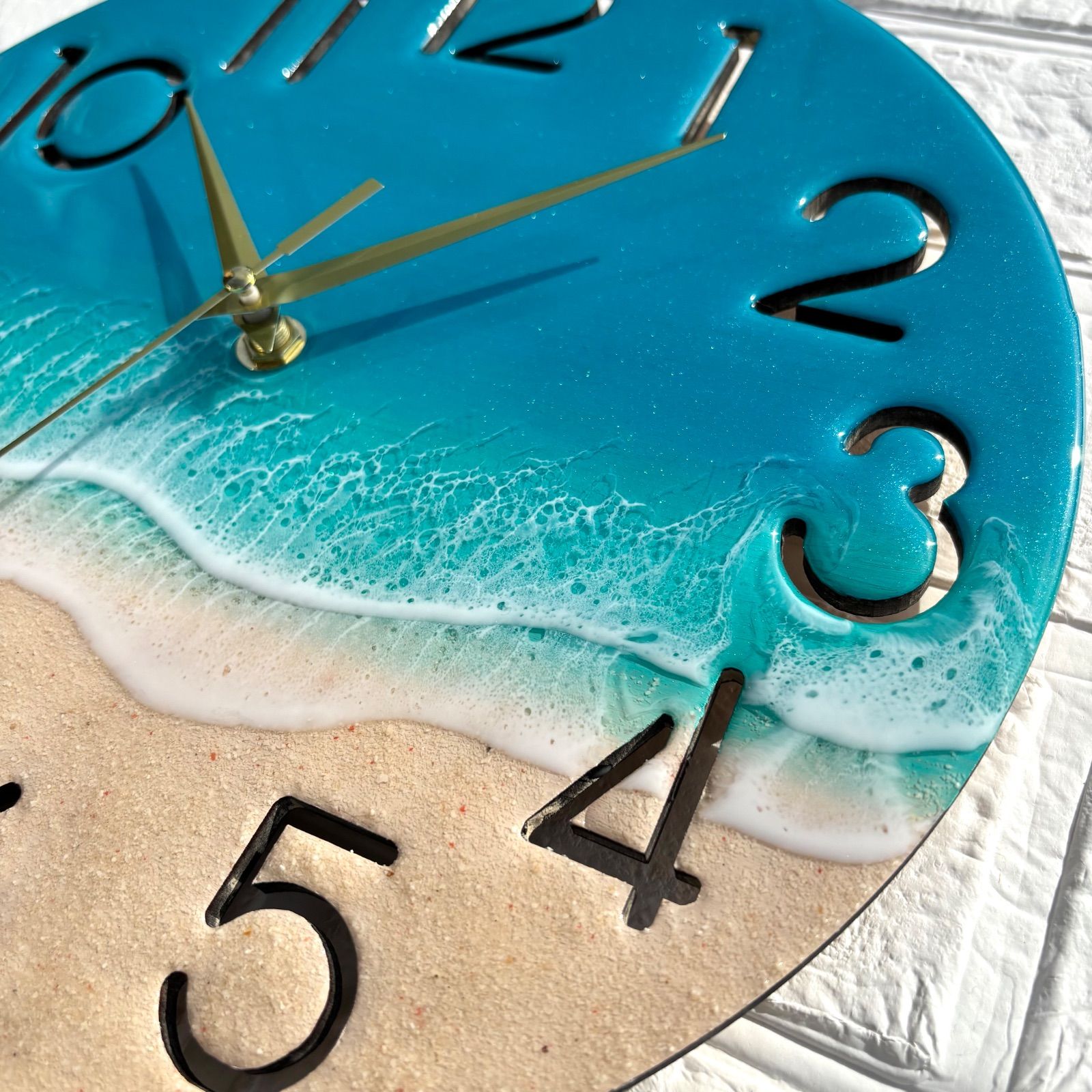 NO.75 掛け時計 レジンアート 宮古ブルー 29 cm