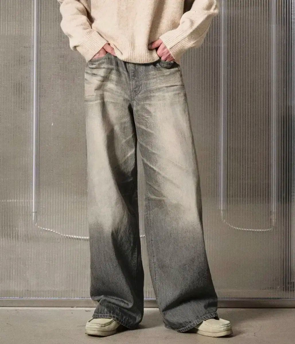 48 エルムード マックスワイド デニム ダスト グレー