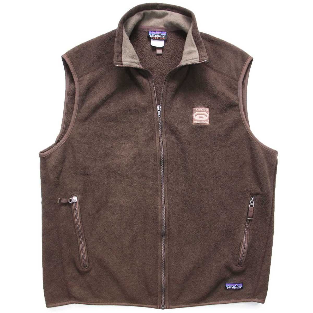 00s メキシコ製 patagoniaパタゴニア TOYOTA TRUCKS トヨタ 刺繍 シンチラ フリースベスト 焦げ茶 XL アウトドア トラック ビッグサイズ