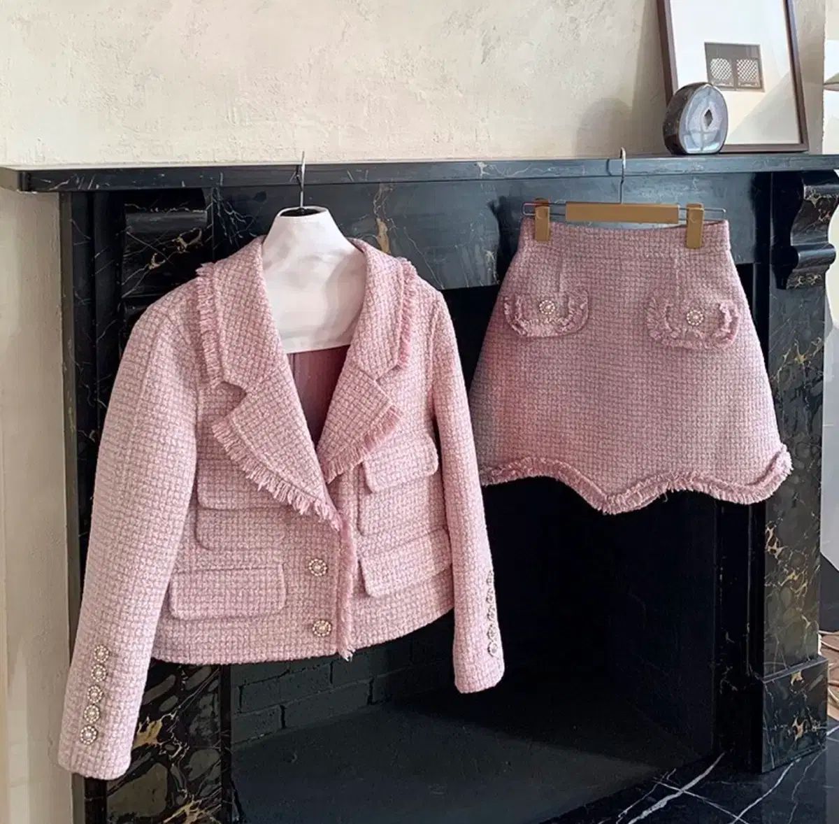 シンスゼン ピンク ツイード ジャケット スカート セットアップ