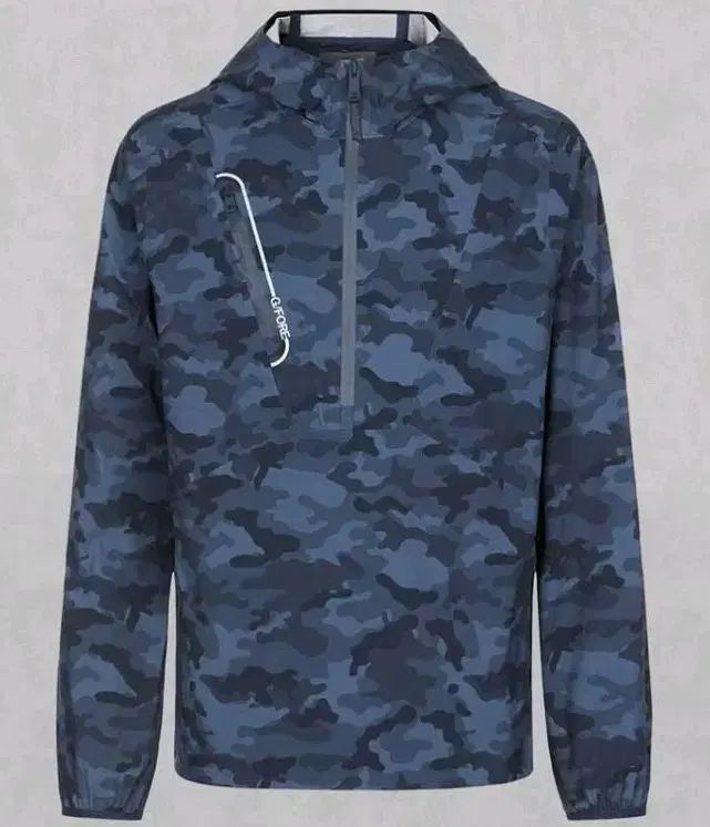 ジーフォア ブルー カモフラ 防風 アノラック フーディー