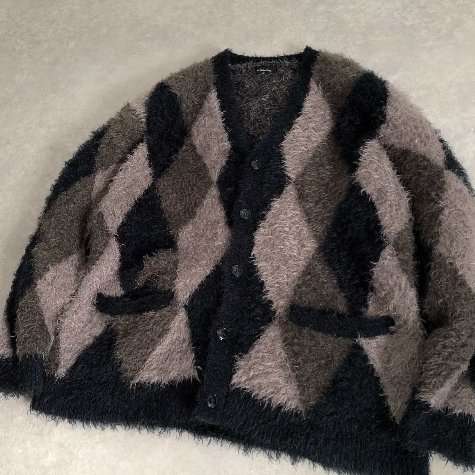 RE:NUMBER (N)INE モヘアライク シャギー ニット アーガイル