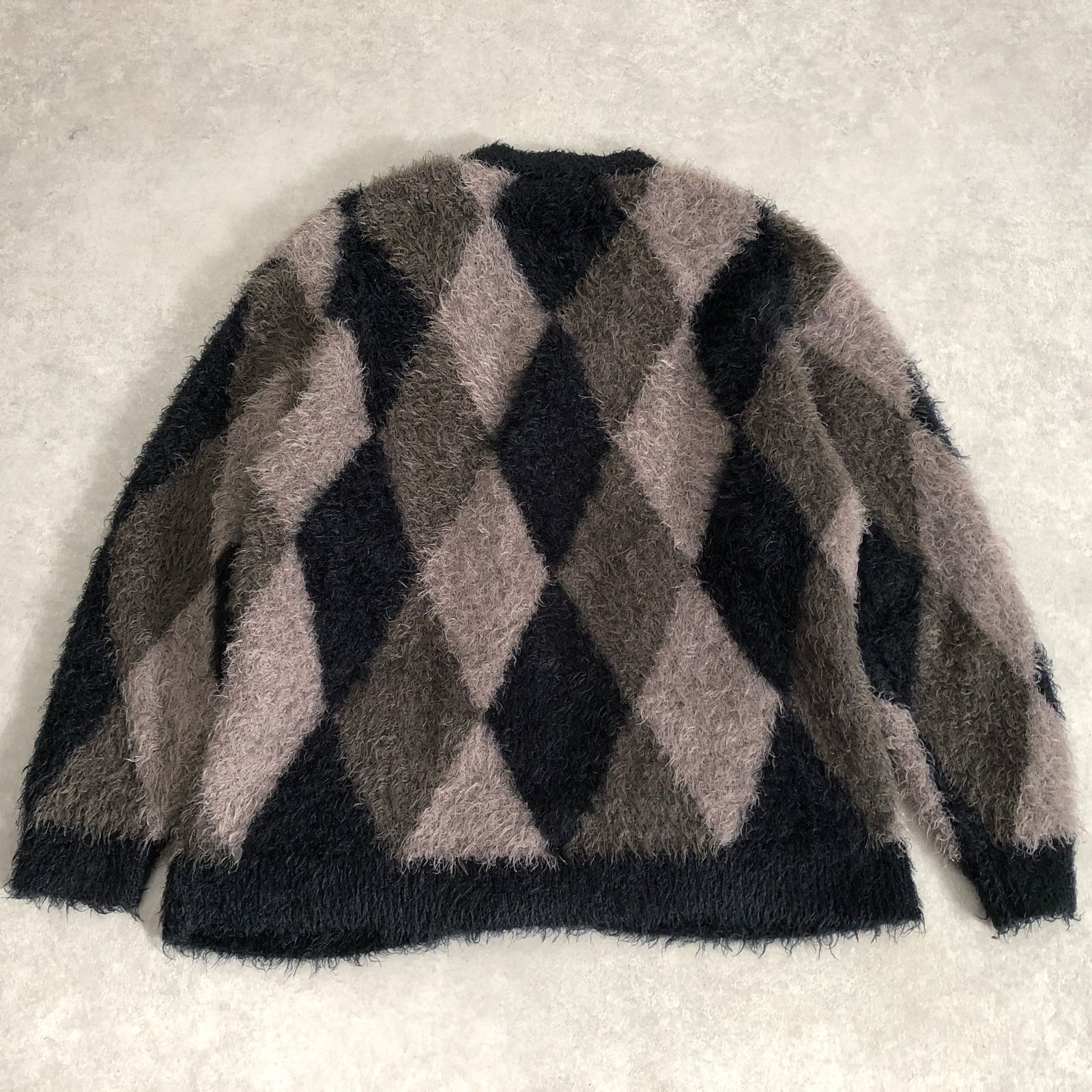 RE:NUMBER (N)INE モヘアライク シャギー ニット アーガイル