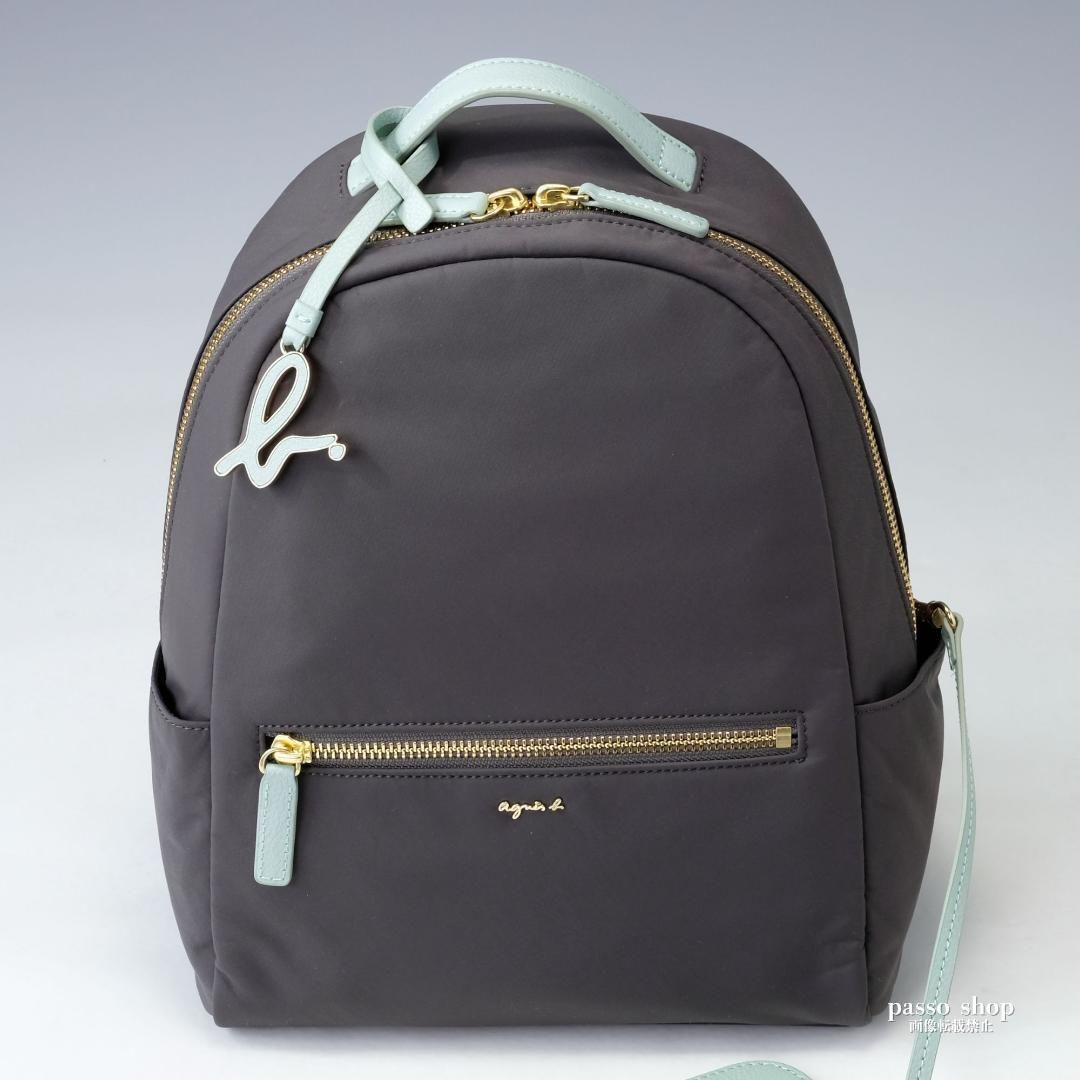 級 agnes b. アニエスベー リュック ナイロン グレー ポーチ付き バックパック IS11LZ-03 ミニ 14460