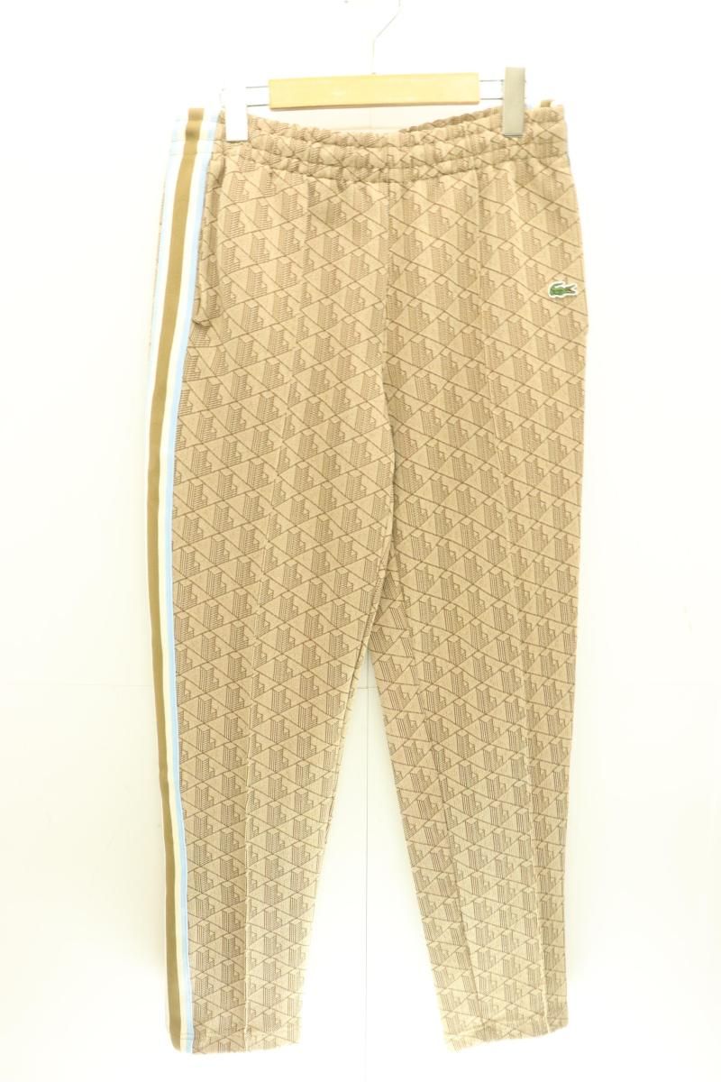 LACOSTE メンズジャージパンツ 3 サイドテーピングモノグラムジャカードトラックパンツ LACOSTE 3 ベージュ 肌色 総柄