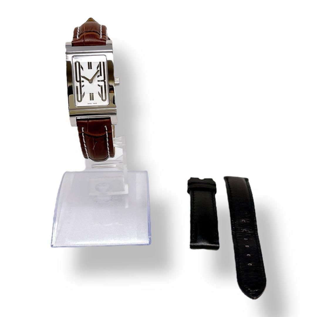 ブルガリ レッタンゴロ RT39S 革ベルト ホワイト レディース 腕時計 美