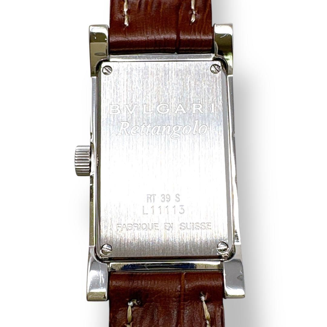 ブルガリ レッタンゴロ RT39S 革ベルト ホワイト レディース 腕時計 美