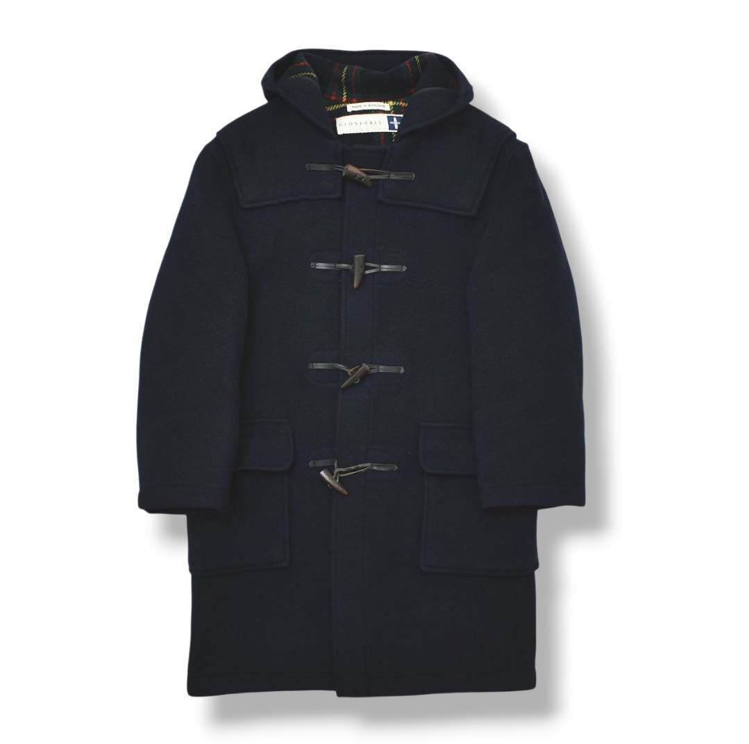 チェック柄 】 英国製 グローバーオール ウール ハーフ ダッフルコート