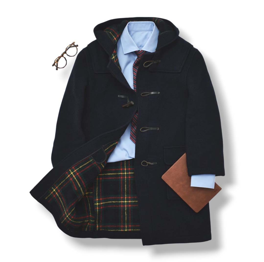 グローバーオール　ダッフルコート　イングランド製　チェック柄　Mサイズ フード グローバーオール ダッフルコート イングランド製 チェック柄 Mサイズ