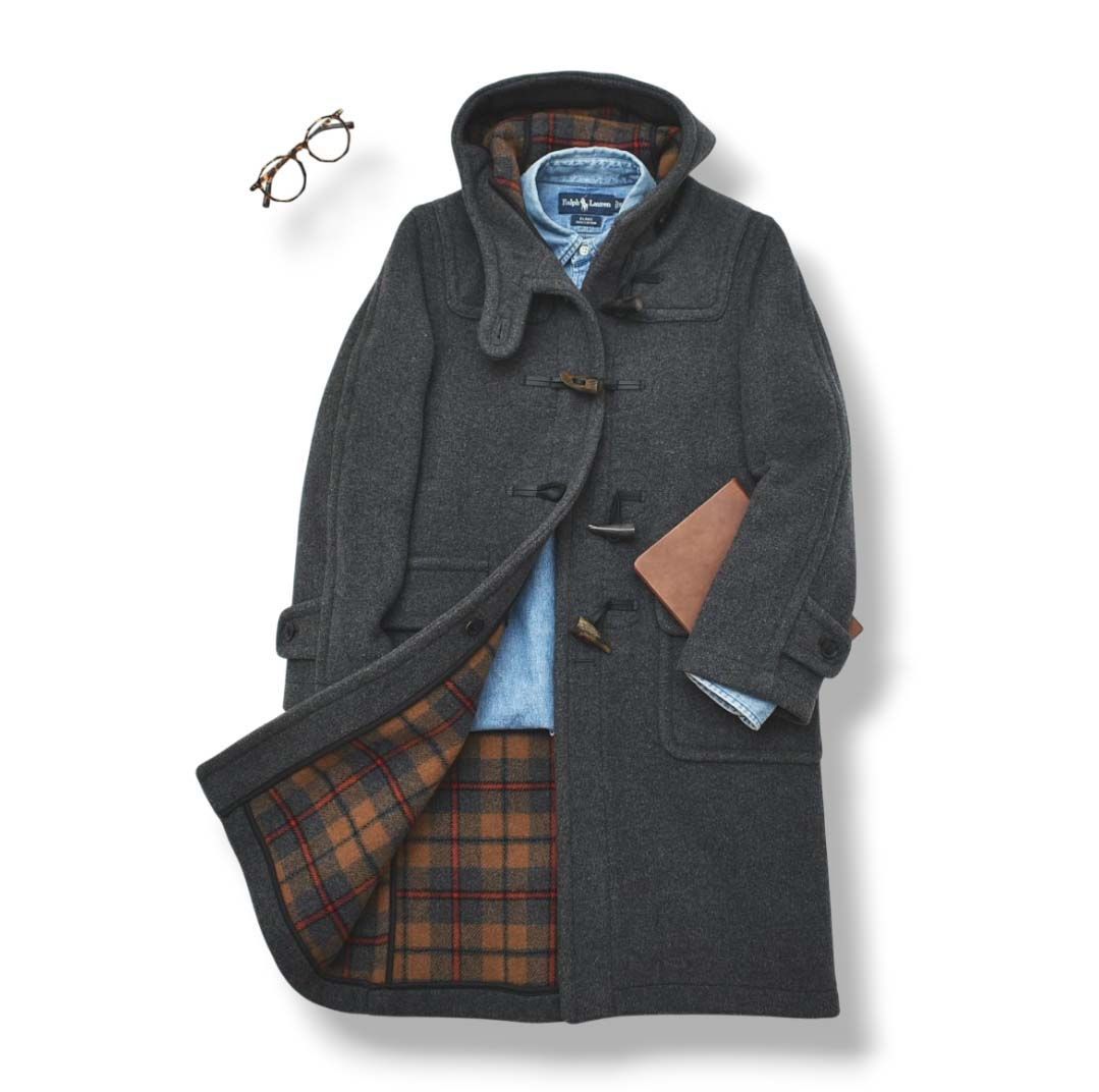 【美品】ロンドントラディション　ダッフルコート　裏地チェック　花柄 パイピング alondon3z.jpg