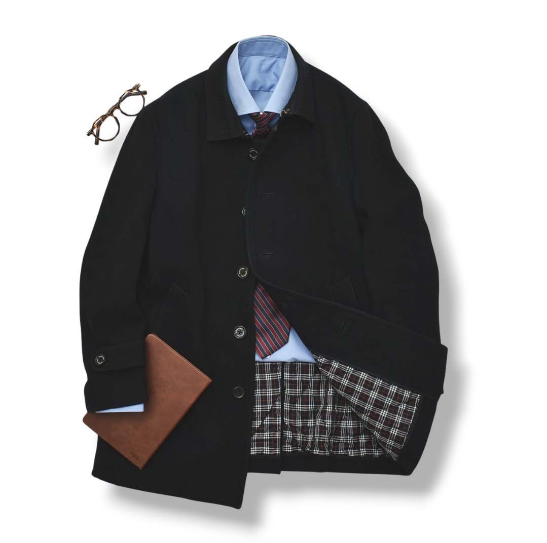 ブラックレーベル クレストブリッジ メルトン ウール コート 中綿 L ブラック