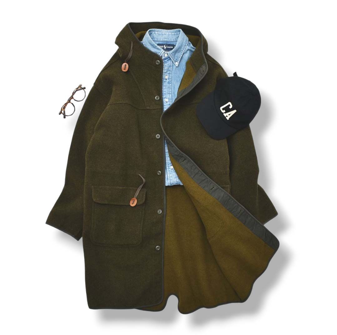 ブランケットウール アヴィレックス メルトン モッズコート M カーキ