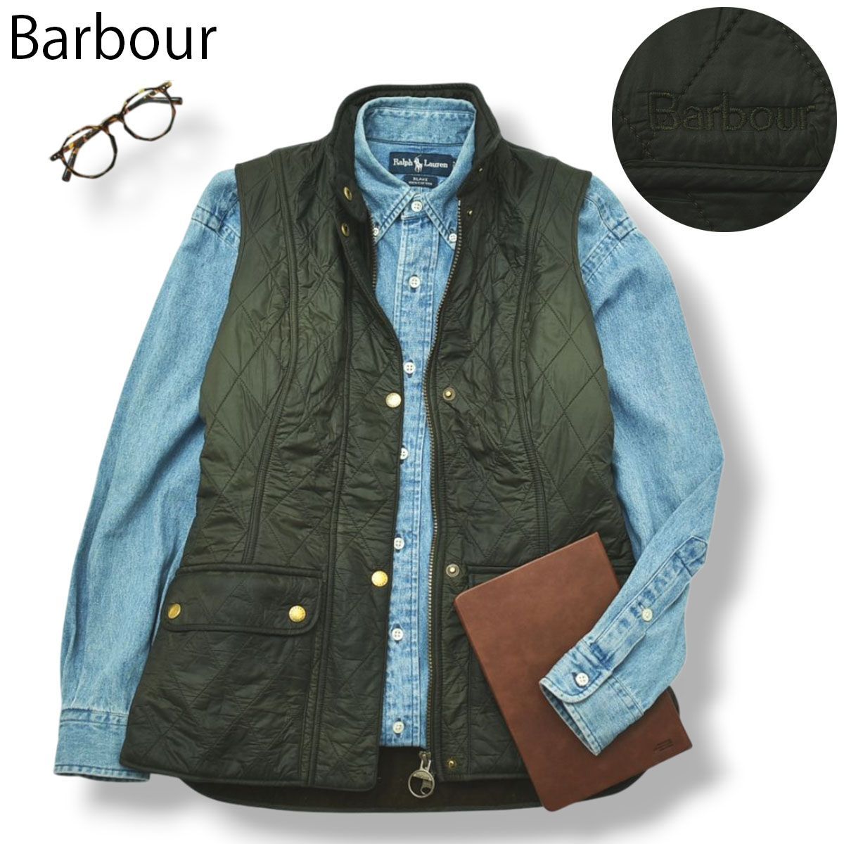 バブアー Barbour Wray Gilet キルティングベスト オリーブ