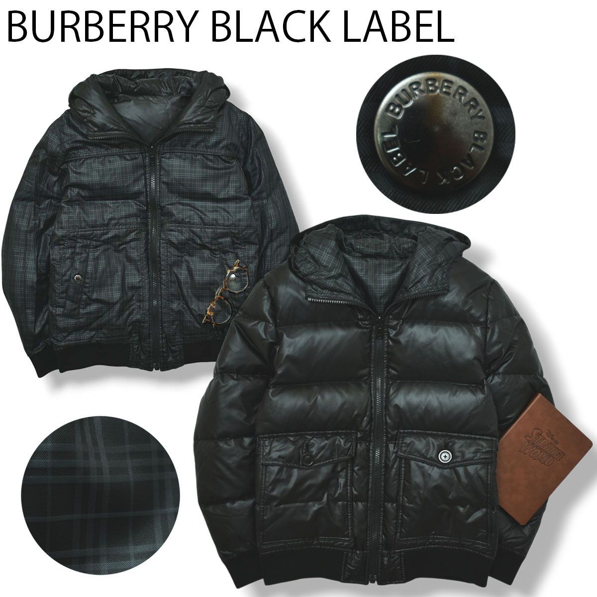 高品質 】 バーバリーブラックレーベル リバーシブル ダウンジャケット
