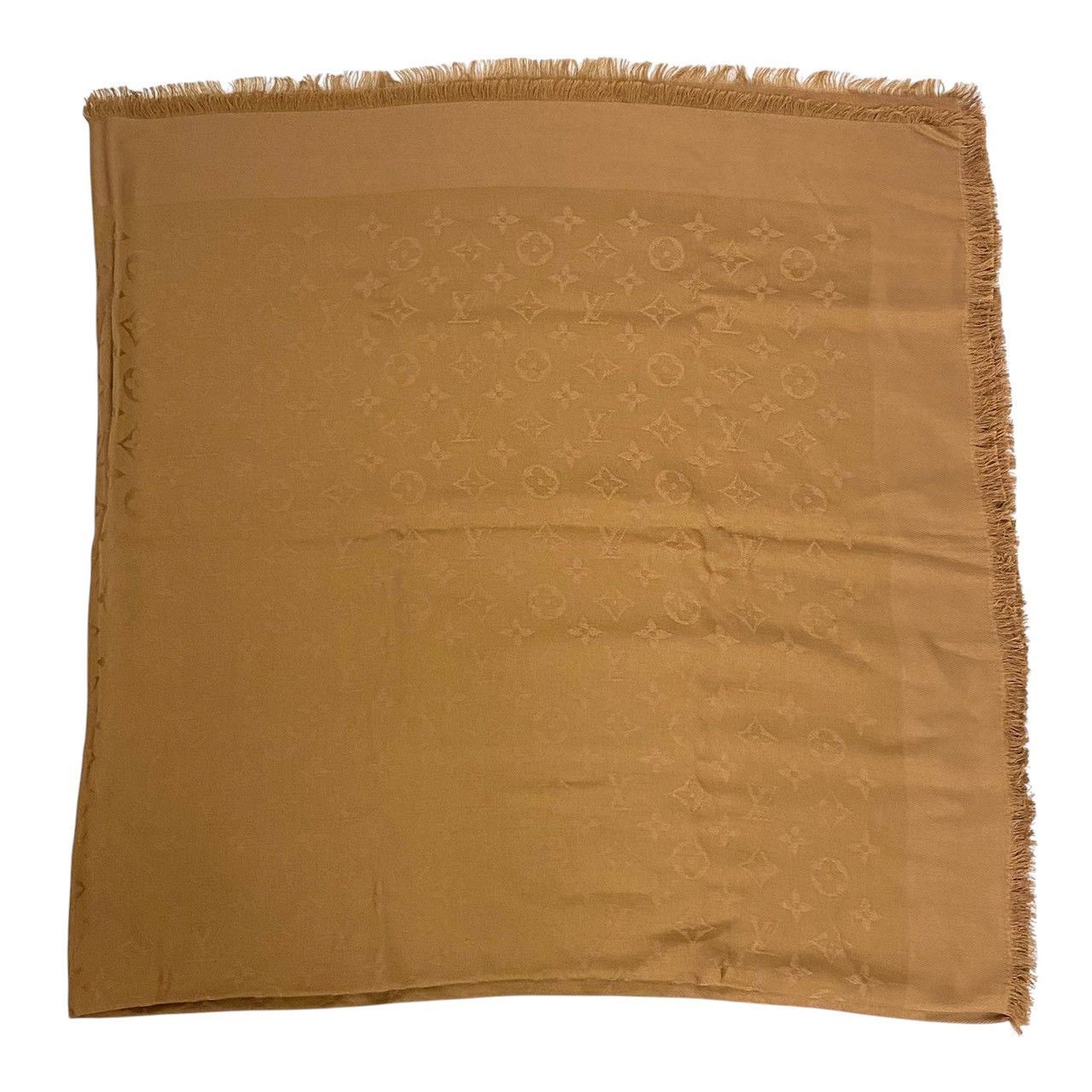 LOUIS VUITTON】モノグラム ストール シルク 60% ウール 40% ブラウン