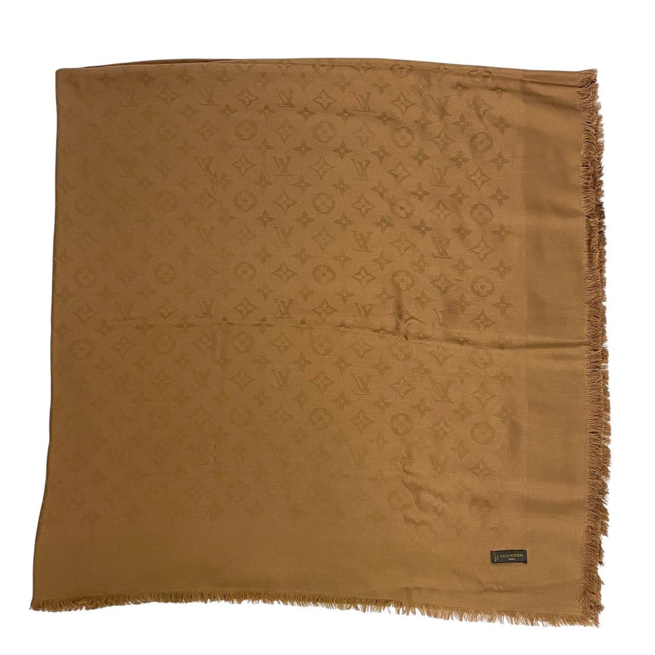 LOUIS VUITTON】モノグラム ストール シルク 60% ウール 40% ブラウン