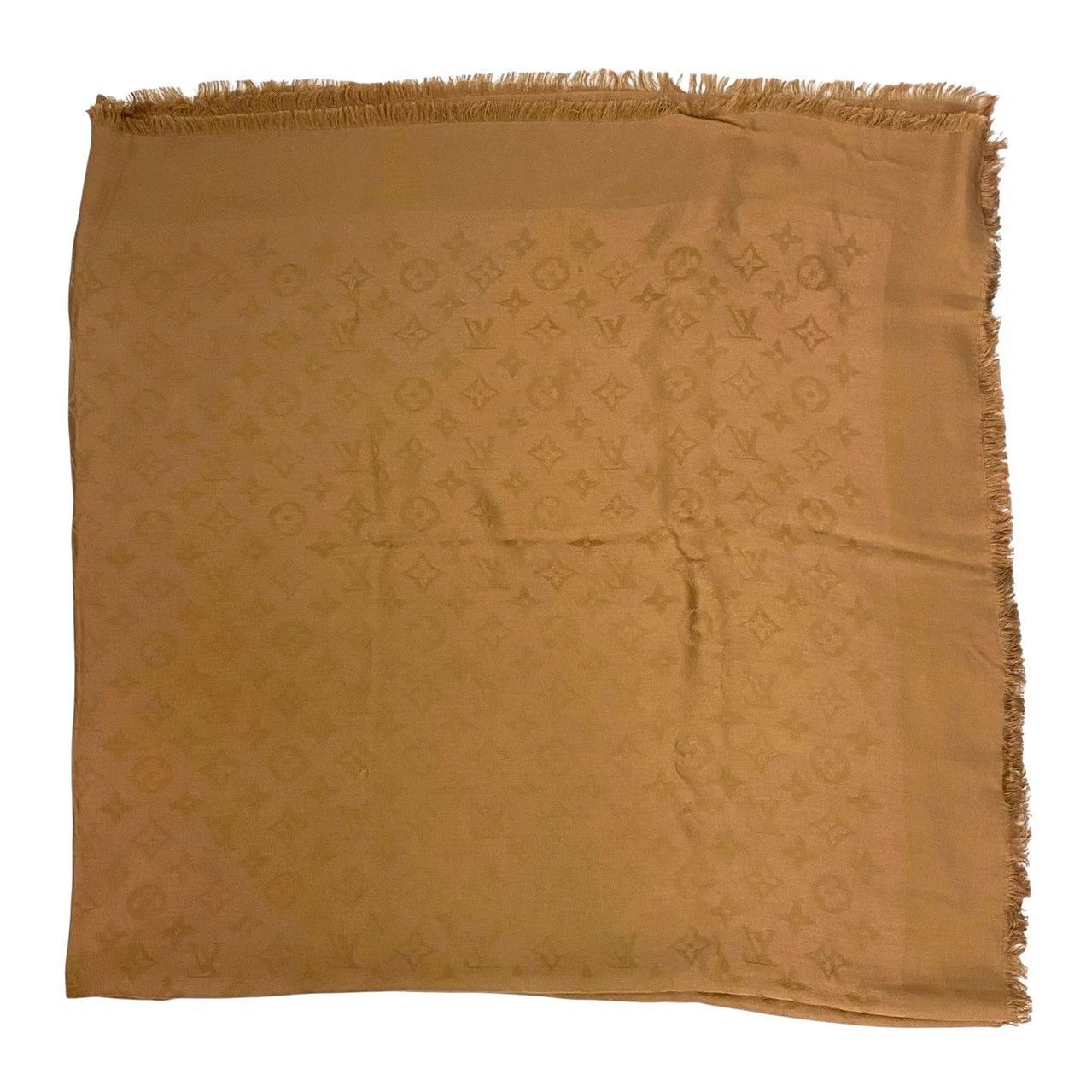  LOUIS VUITTON モノグラム ストール シルク 60 ウール 40 ブラウン 茶 大判ショール ルイ ヴィトン SILK WOOL SER 5679 ストール ショール 小物