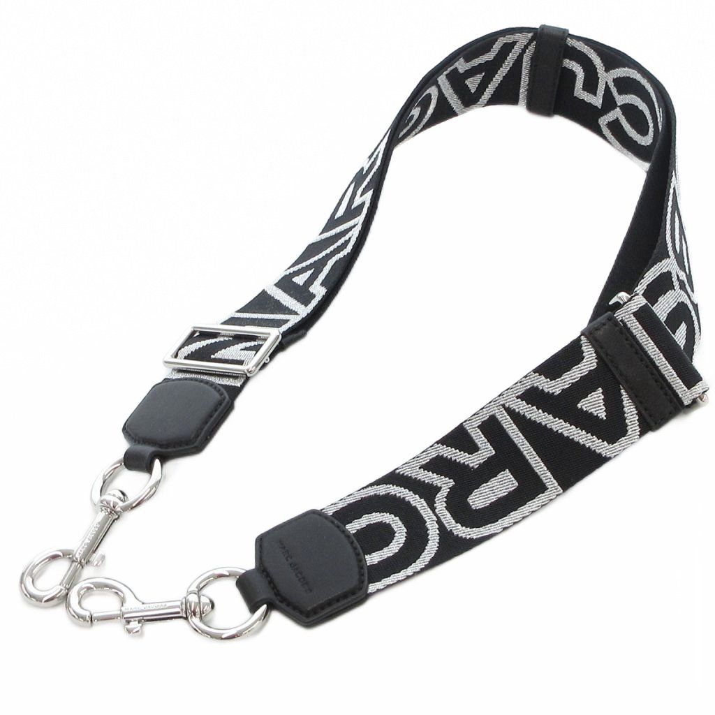 【美品】マークジェイコブス ショルダーストラップ ブラック シルバー系 マークジェイコブス MARC JACOBS 美品 ショルダーストラップ ロゴ 黒