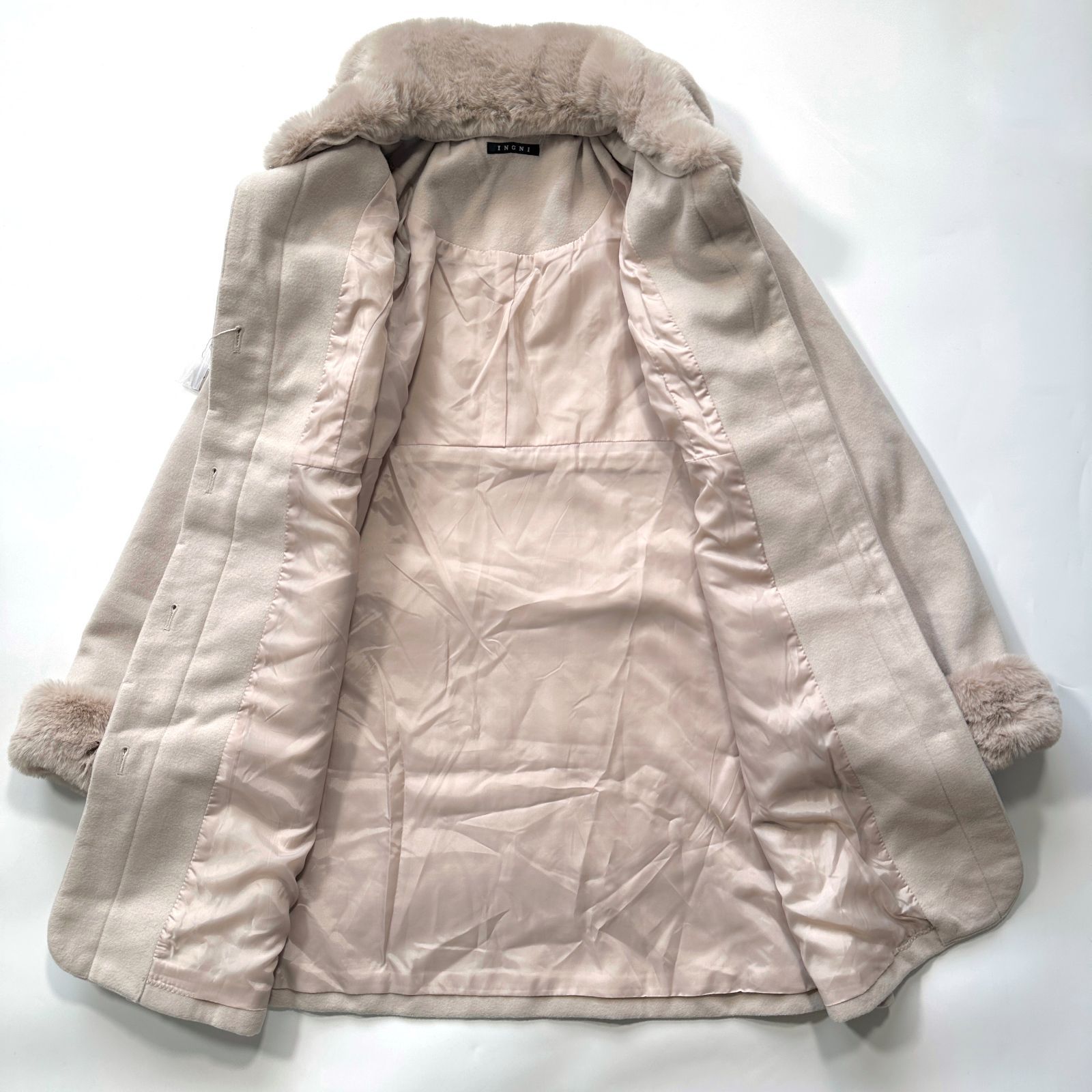 INGNI イング 6way ウエスト切替 ファーコート Aライン ライトベージュ 1194-782002-07 Mサイズ