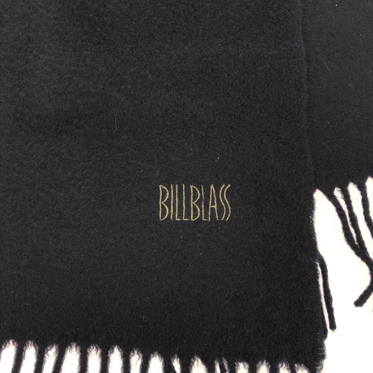 BILL BLASS ビルブラス フリンジマフラー/ロロピアーナ  ロゴ刺繍/カシミヤ    ネイビー メンズ / 240001170139 BILL BLASS ビルブラス フリンジマフラー/ロロピアーナ ロゴ刺繍