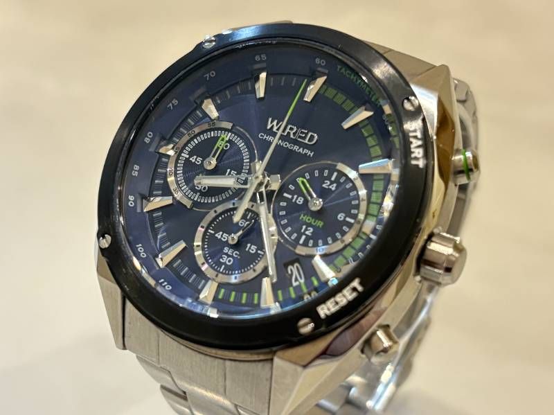  SEIKO セイコー WIRED ワイアード ブルー グリーン VK 63 KJB 0 AGAW 443 クォーツクロノグラフ 腕時計 腕時計(クォーツ) 腕時計(アナログ)