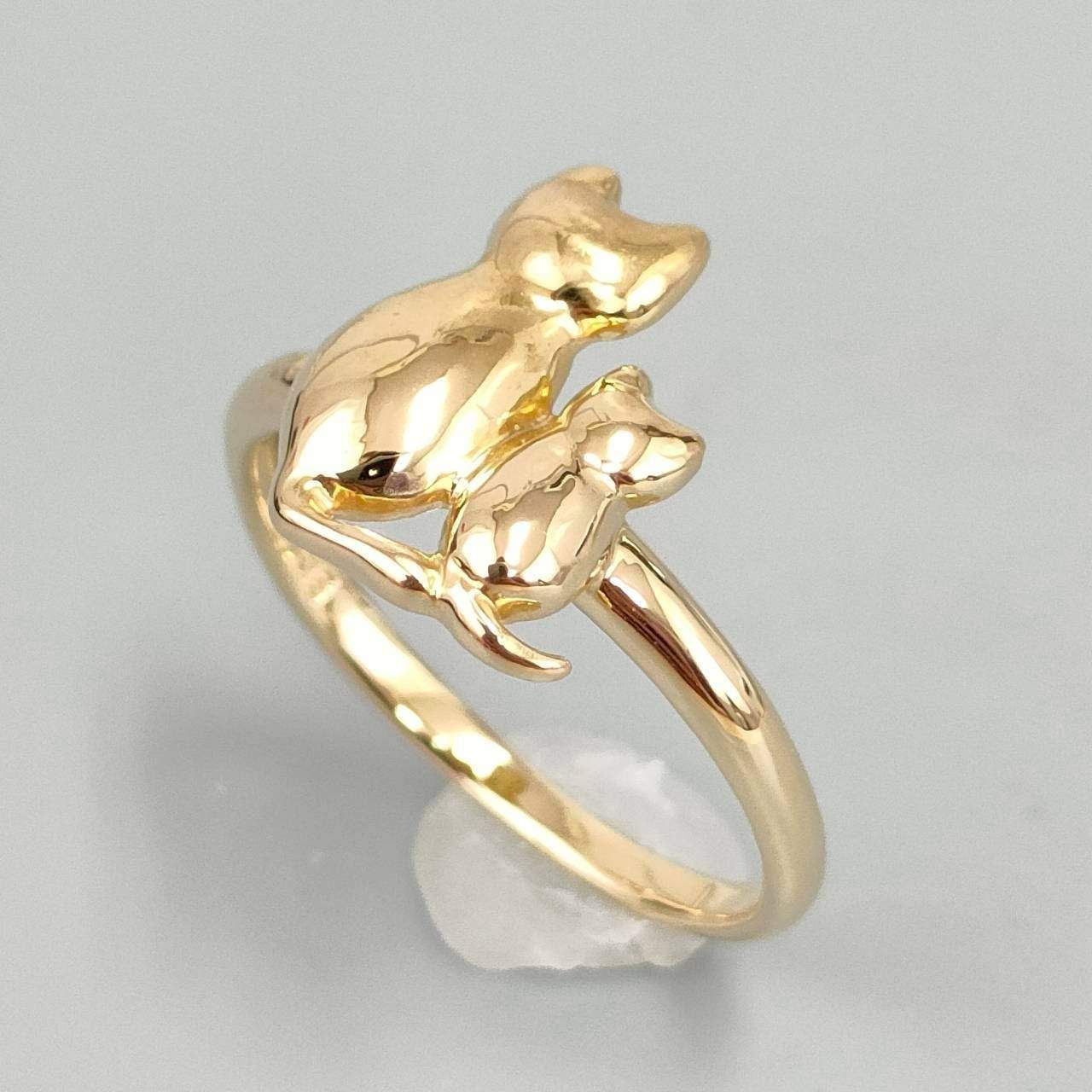 18金 K18 ネコ 猫 デザインリング 2.95ｇ 10号 D415