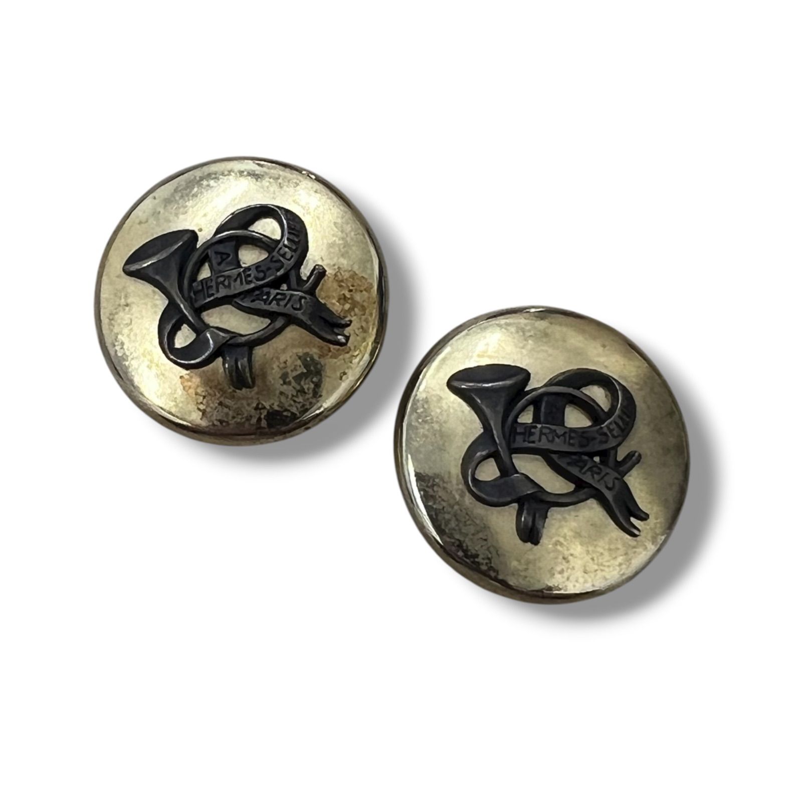 Y IT3BXZY2U066 HERMES エルメス イヤリング ラッパ リボン ゴールド ヴィンテージ