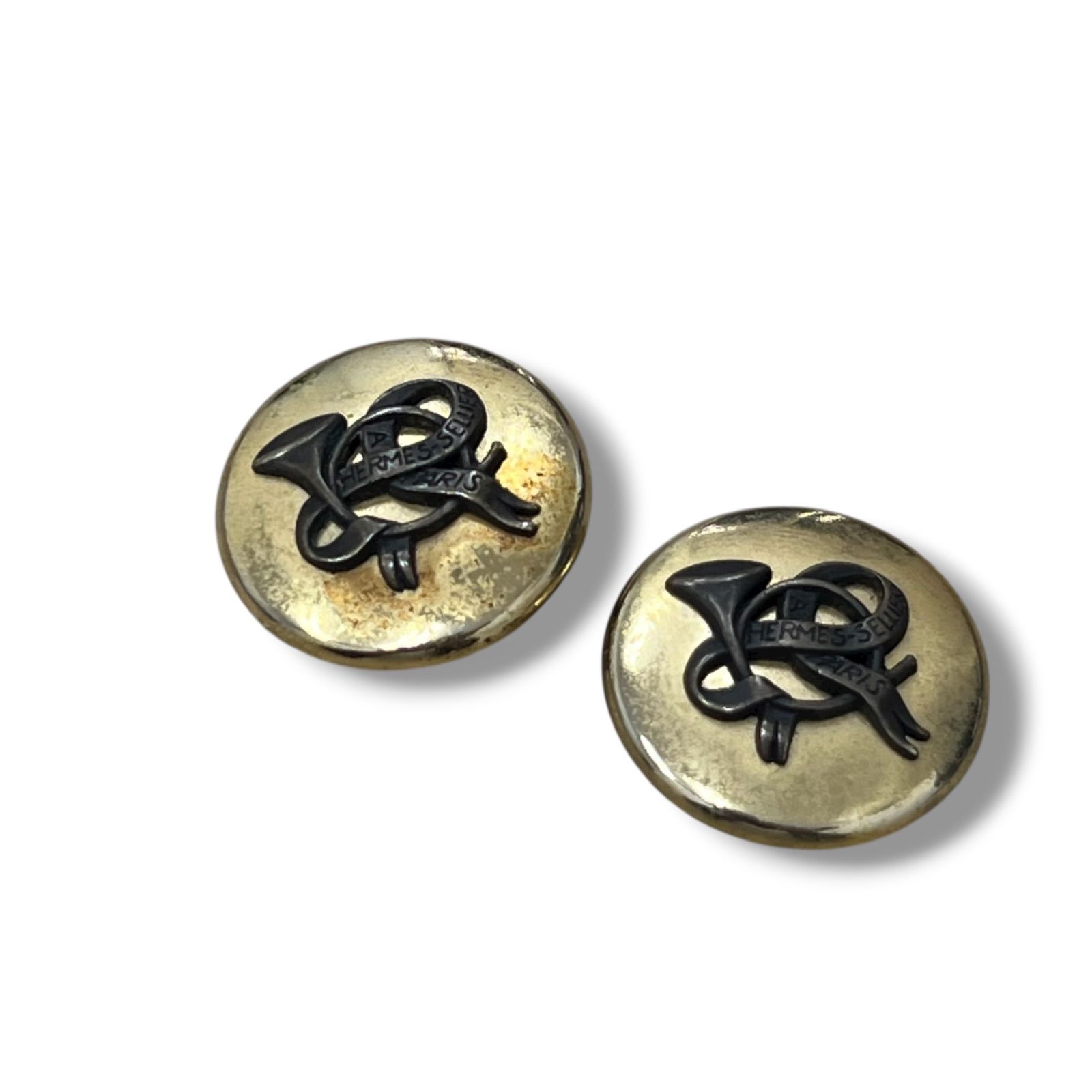 Y HERMES エルメス イヤリング ラッパ リボン ゴールド ヴィンテージ