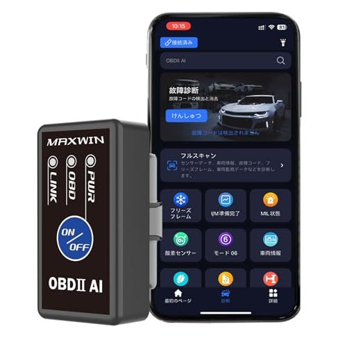 MAXWIN OBD2診断機 AIアドバイザー アダプター 故障コード消去 スキャンツール 電源ボタン付き 車両検査 故障診断装置 自動車システム監視 サブメーター ワイヤレス Bluetooth4.0 5.4 BLE APP I c7f526ab