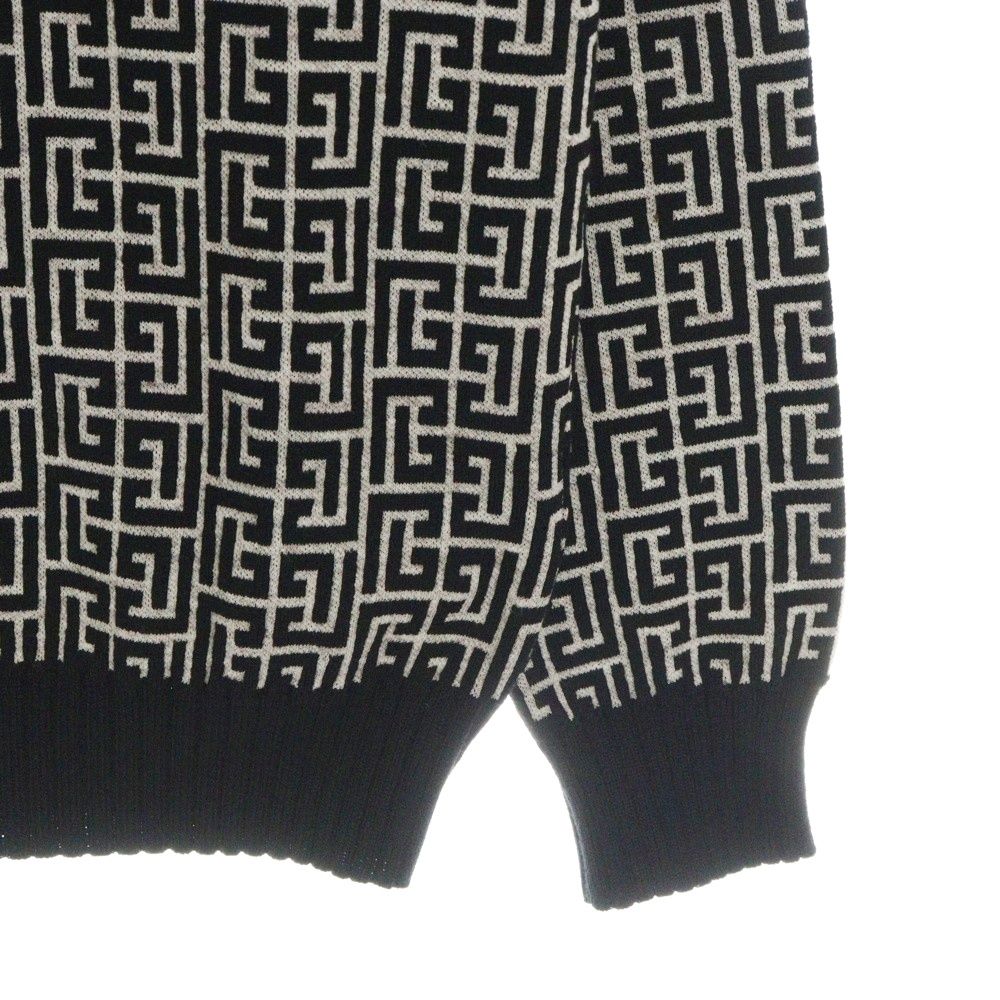 BALMAIN (バルマン) Logo Half Zip Knit ロゴ総柄 ハーフジップ ニット