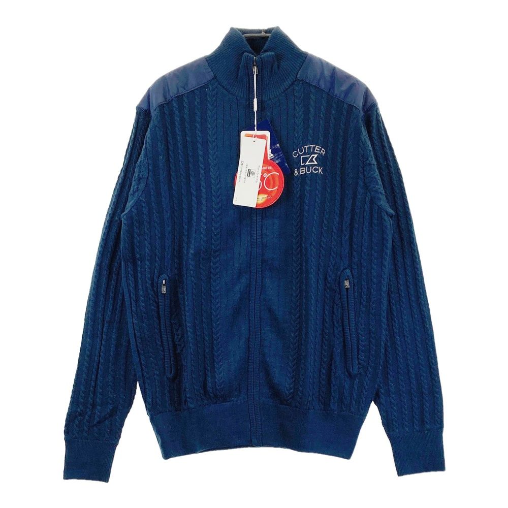 サイズ M CUTTER-BUCK カッターアンドバック 裏地付 中綿切替 ニット ジップジャケット ネイビー系 240101545530 ゴルフウェア メンズ ストスト