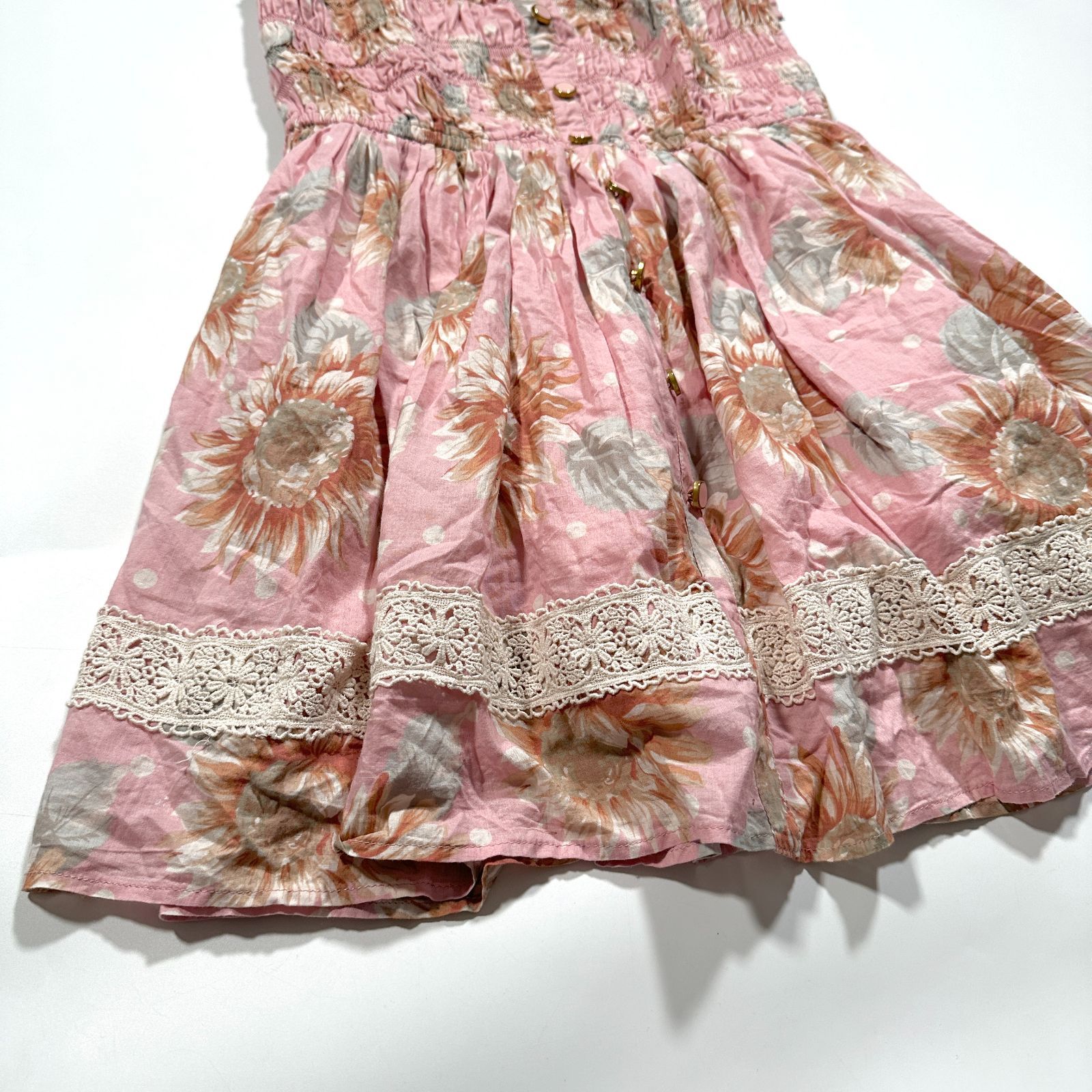 LIZ LISA ワンピ　リズリサ　花柄　レース　　ブラウン　00s 当時物 LIZ LISA - レア2000sリズリサlizlisa花柄レースセーラーワンピース