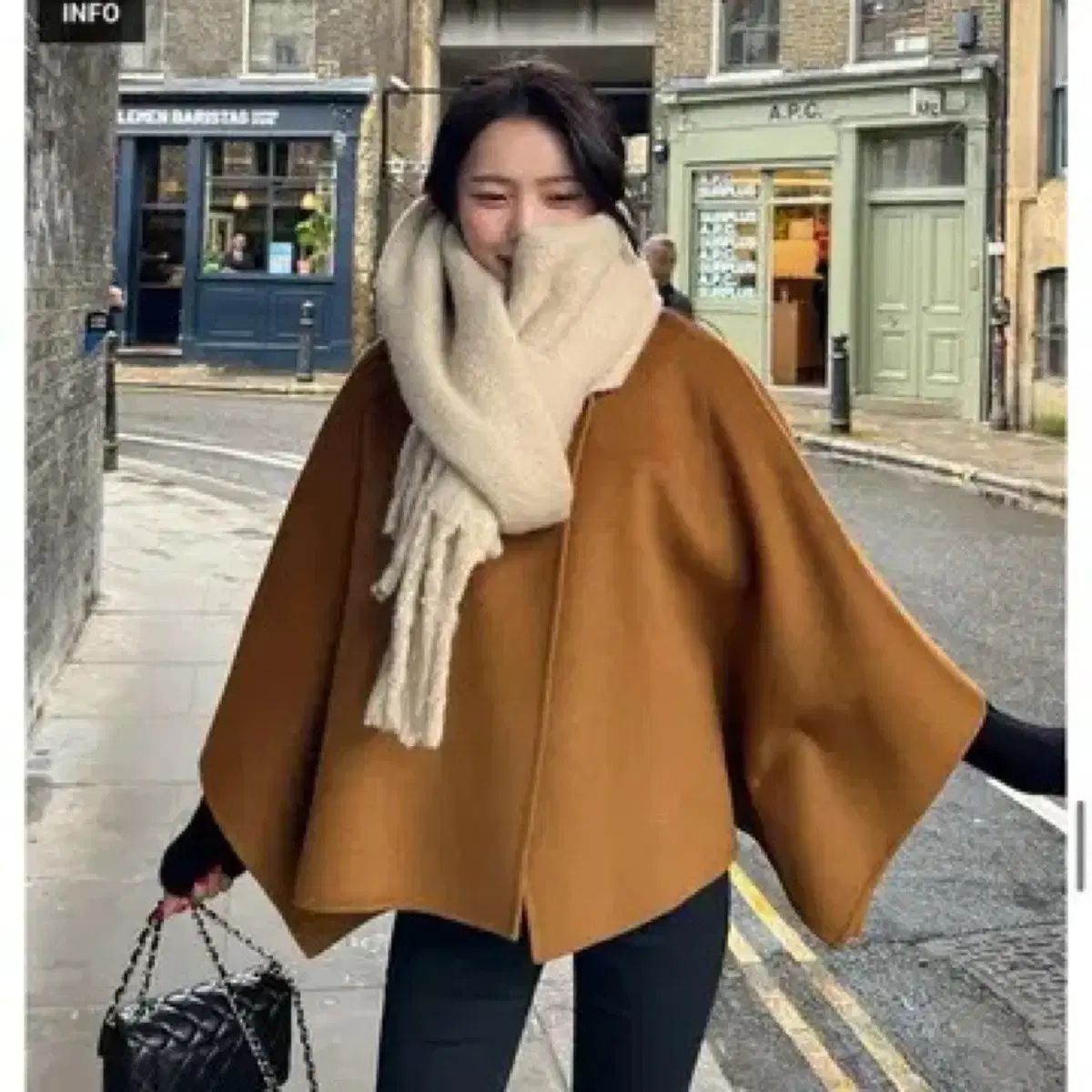 マリマーケット ハンドメイド ケープコート キャメル