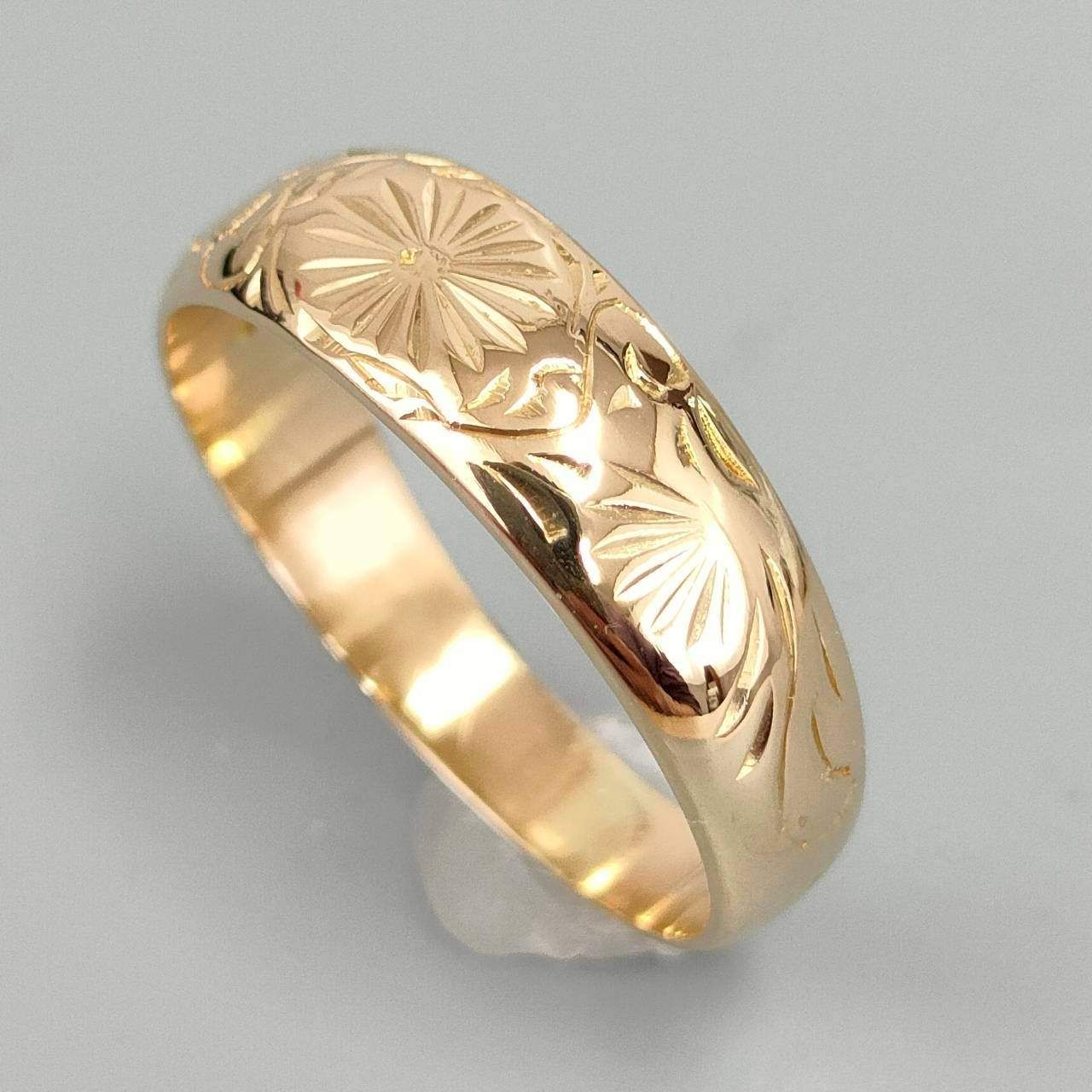 18金 K18 彫金リング 3.97ｇ 16号 D416