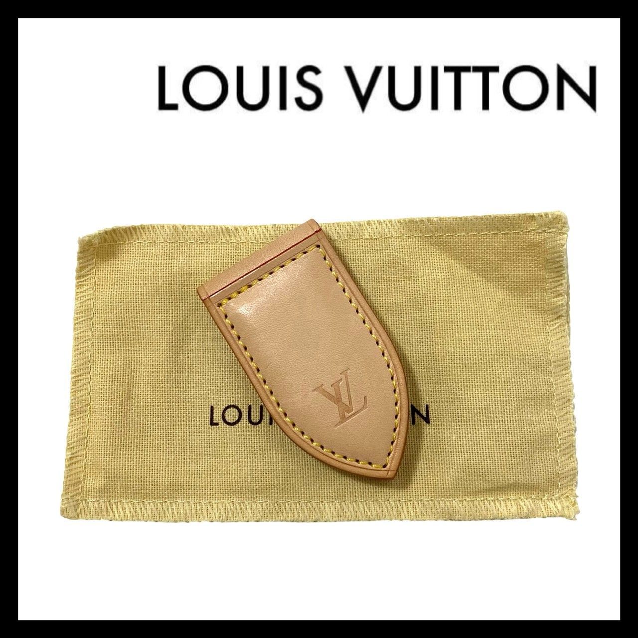 LOUIS VUITTON パンス ア ビエ マネークリップ レザー ベージュ ルイ ヴィトン SER-5448