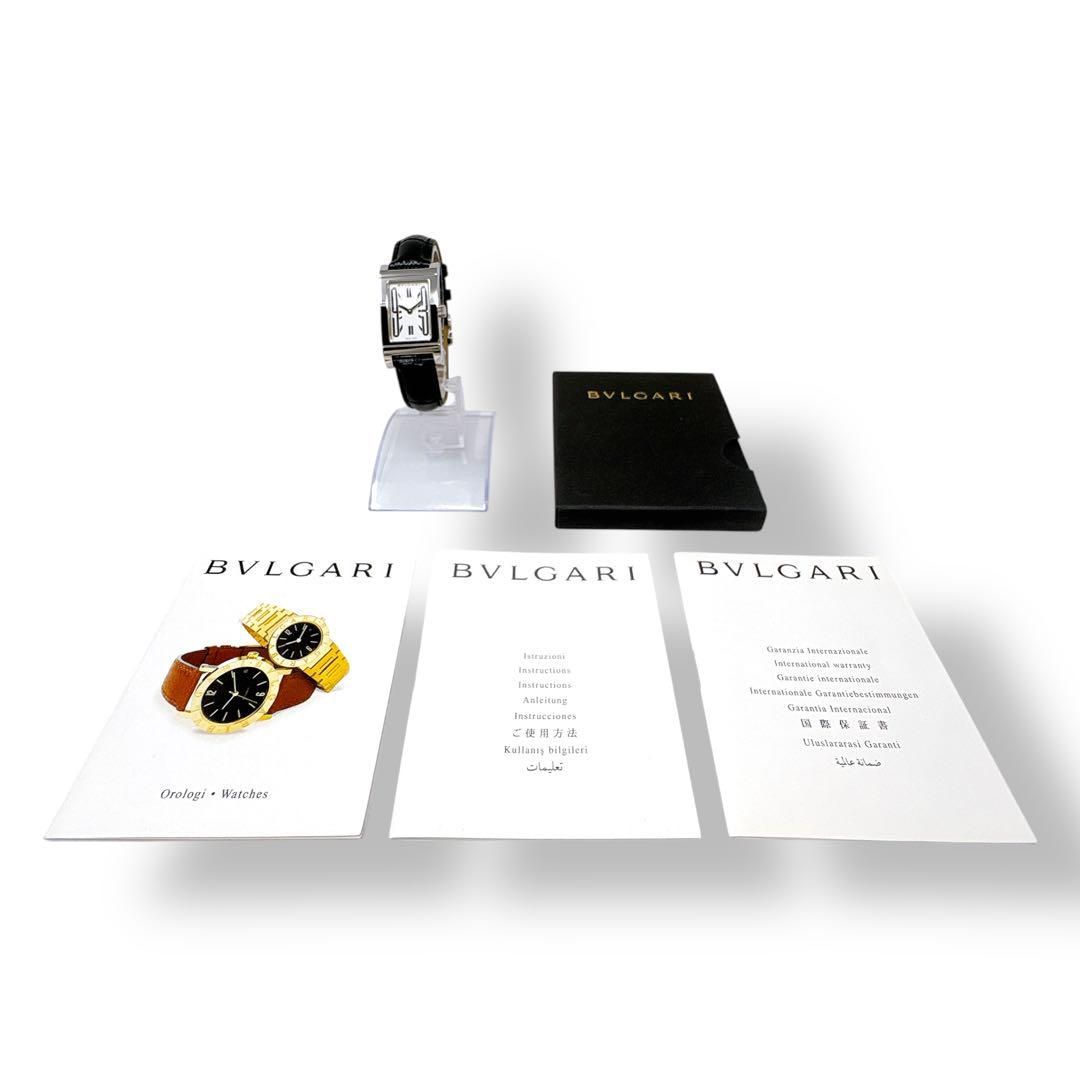 ブルガリ レッタンゴロ RT 39 S 革ベルト ホワイト レディース 腕時計