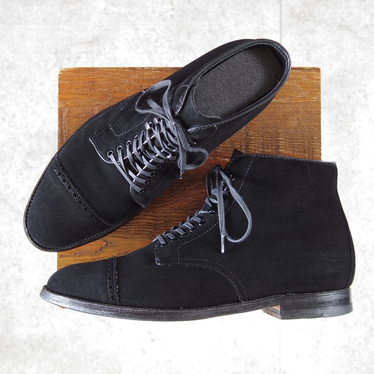 オールデン 9D 現行定価17万円以上 米 LEFFOT別注 D6828F アバディーンラスト レースアップブーツ スエード 黒 ALDEN o072