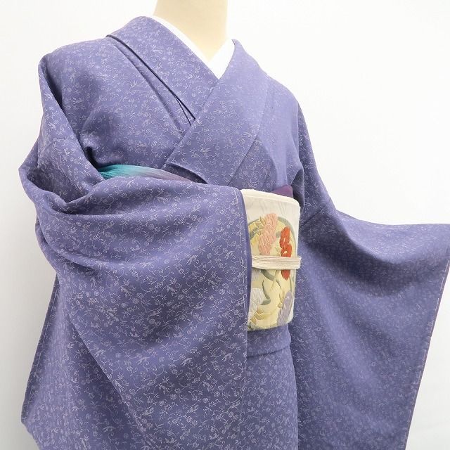  ❁tomihisa❁ 京友禅 松木真澄 着物 正絹 息を潜めて地紋を刻み染め美しく色を挿す 仕付け糸付 小紋 色無地 7137 色無地 着物