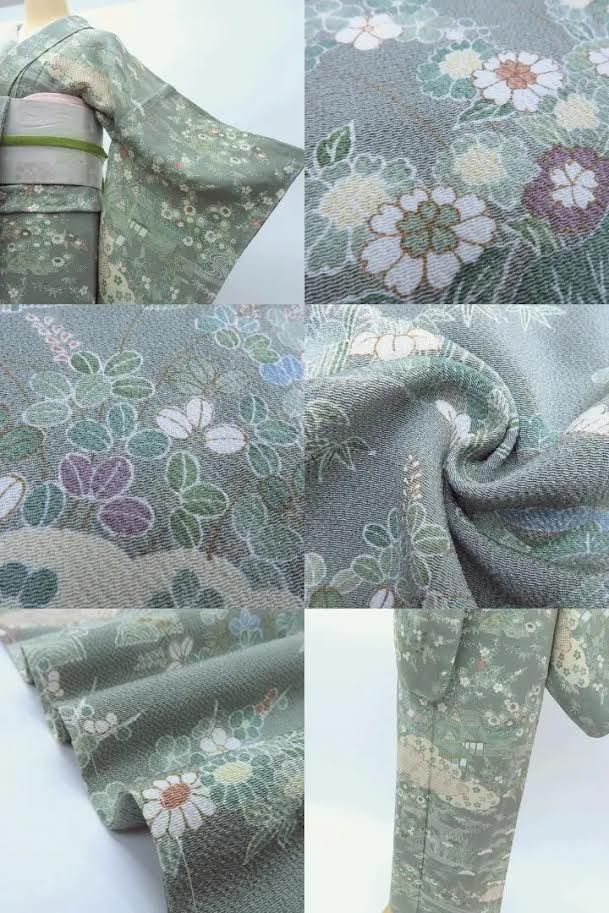 百華❀Y3867◇正絹 仕付け糸付 手縫い仕立て 付下げ 着物 - メルカリ